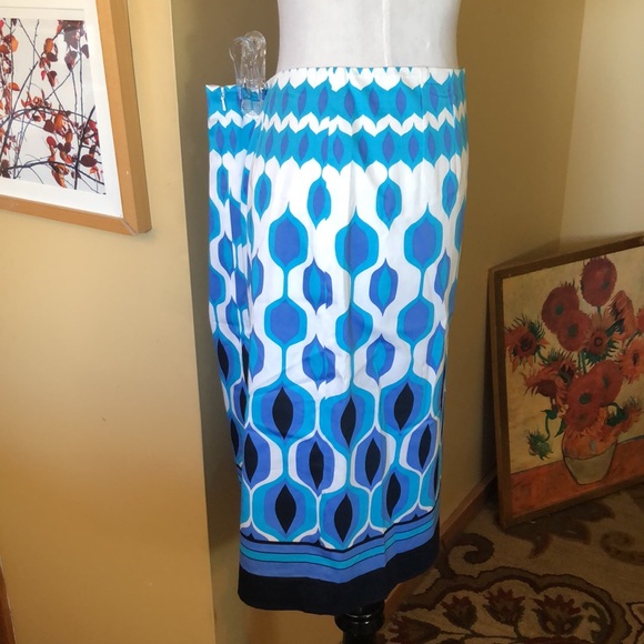 Vtg TALBOTS Size 12 Geometric Groovy Design Shapes Line Cotton Stretchy $108 NEW - Picture 3 of 14